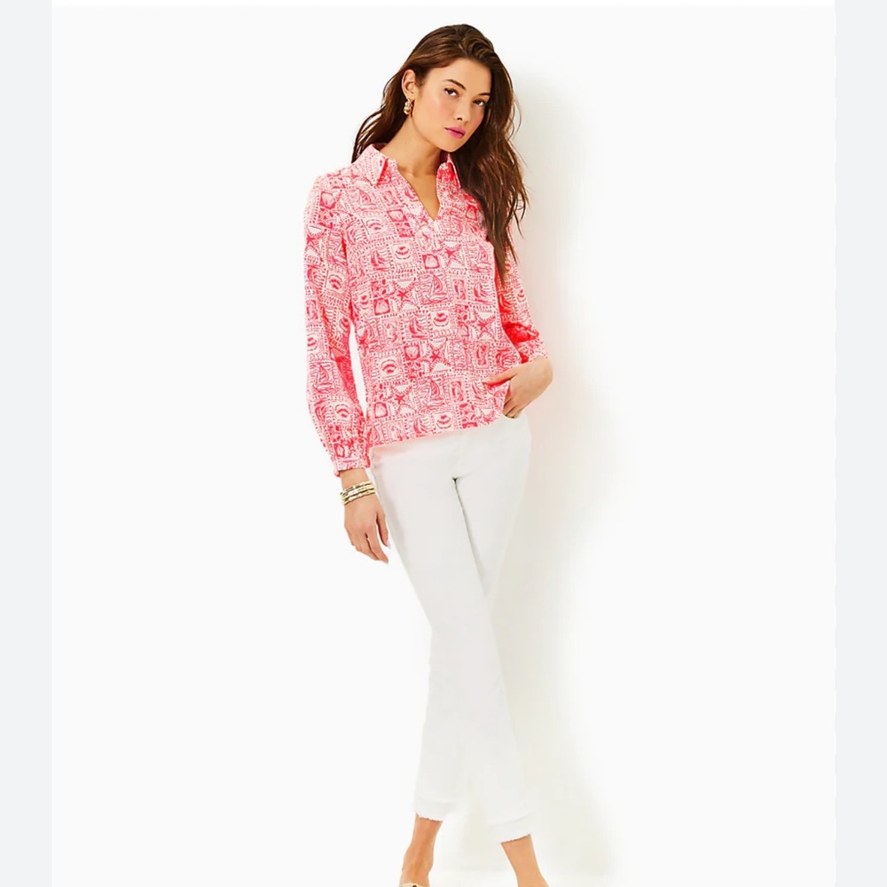 LILLY PULITZER JAE‎ TUNIC Mizner Red seaside Harbour Nautical Size XL NWT